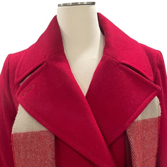 London Fog Red Wool Blend Peacoat Scarf Medium Women Winter Classic Trendy - Picture 9 of 12